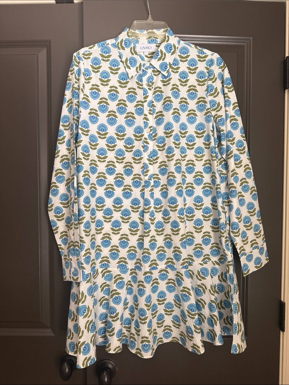 Livro Blue Floral Button-Front Casual Dress